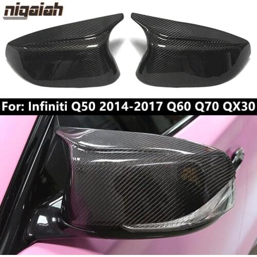 Carbon Fiber Mirror Covers OEM Fitment for Infiniti Q50 Q60 Q70 QX30 2014-2020 Side Door Wing Mirror Caps Rearview Shell M Look