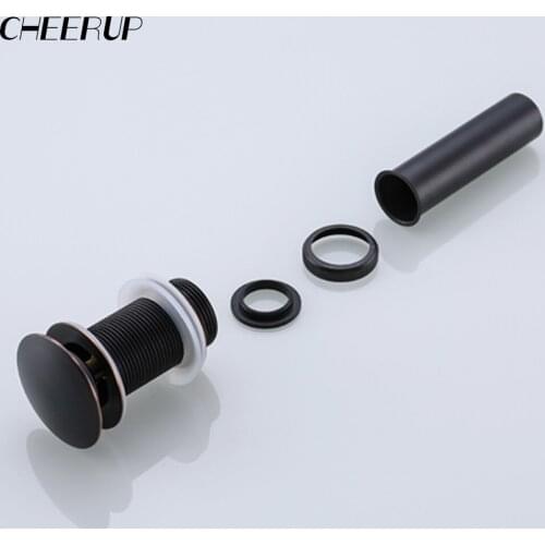 Brass Pop-Up Drain With/Without Overflow Hole Drain Bathroom Basin Push Down Waste Drainer Plug Bathtub Round, Oil Rubbed Bronze