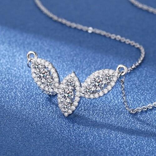 Fashion Women S925 Silver Full Diamond Micro Inlaid Necklace Pendant Temperament Butterfly Jewelry