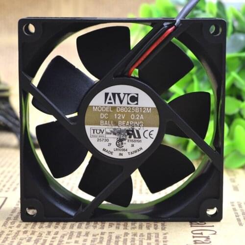 Original Qihong FOR AVC 8025 D8025 B12M 8CM 12V 0.20A 3-line double ball box Cooling fan