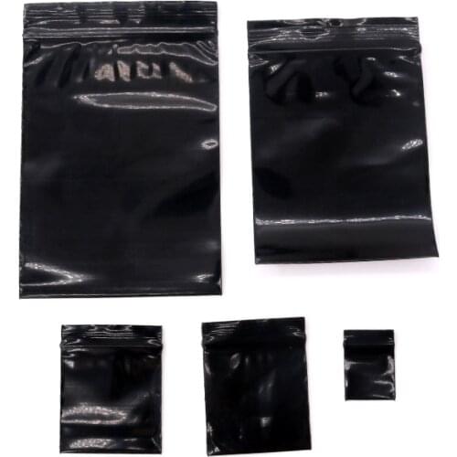 100pcs High-end Black Plastic Zip Lock Ziplock Bags Nuts Storage Package Small Jewelry packaging Reclosable poly Zip Bags Thick