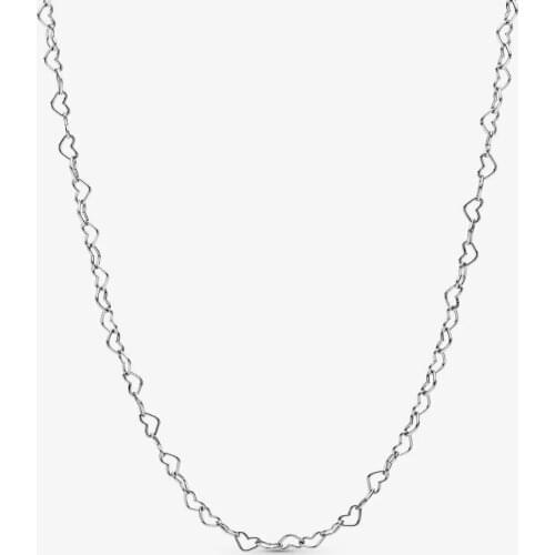 Authentic 925 Sterling Silver Joined Hearts Necklace for Women S925 Fine Jewelry Necklaces & Pendants Wholesale