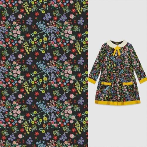 Polyester cotton fabric custom European brand designer small floral pattern fabric for skirt and pants clothes sewing