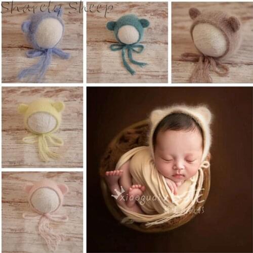 Newborn Photography Props Bear Hats Baby Boy Girl Photo Shoot Cap Fur Hat fotografia Accessories Baby Shooting Posing Prop