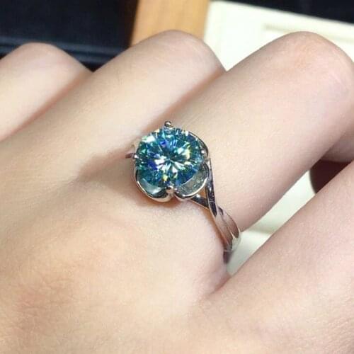 Luxury Silver Plated Blue Green Gems Crystal Ring Cocktail Party Princess Ring Wedding Engagement Ring Bridal Fine Jewelry Gifts