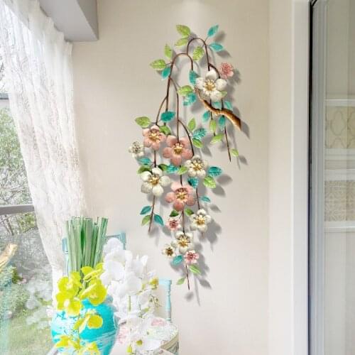 Nordic Wrought Iron Flower Wall Mural Crafts Office Store Club Wall Sticker Decoration Home Livingroom Wall Hanging Accessories