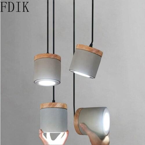 Nordic Vintage Cement Creative Hanging Lamp Industrial Led Pendant Lights for Indoor Kitchen Coffee Loft Deco Suspension Fixture