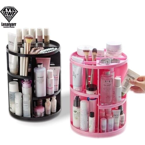 360 Degrees Rotating Cosmetic Storage Display Holder Adjustable Makeup Brushes Lipsticks Cosmetic Storage Box