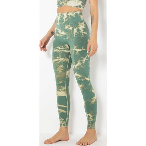 Shi Nuoxuan tie-dye high-elastic womens sports tights high waist sexy hip-lifting running fitness yoga clothes nine-point pants