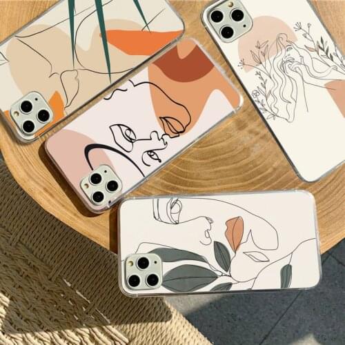 YNDFCNB Line Art Woman Drawing Phone Case for iPhone 11 12 pro XS MAX 8 7 6 6S Plus X 5S SE 2020 XR fundas