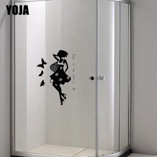 YOJA 28x19.8CM Funny Girl Beautiful Wall Sticker Decorated Bathroom Shower Applique G2-0146