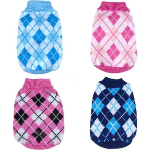 Winter Dog Sweater Puppy Turtleneck Plaid Knitted Sweater For Small Dog Christmas Decoration Yorkshire Dog Clothing Dog Supplies