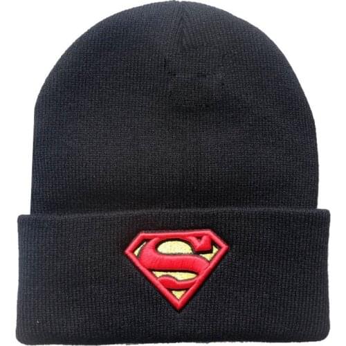 Winter Cartoon Super Hero Logo Skullies Beanies Womens Soft Warm Knitted Hat Anime Cosplay Warmer Hip Hop Bonnet Caps For Men