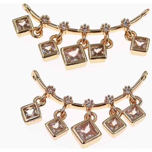 10pcs Brass Casted CZ Micro Paved Charms Connectors Findings DIY for Choker Necklace Collar Necklace Women Wedding Party Jewelry