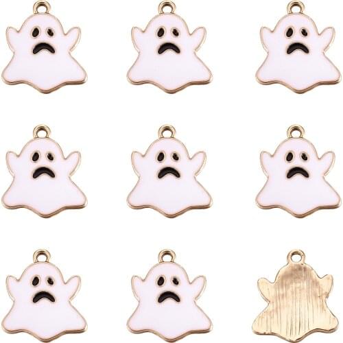10Pcs Cute Halloween Ghost Alloy Pendants Specter Enamel Charms For Women Bracelet Earring Dangle Necklace DIY Jewelry Making