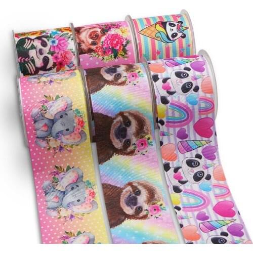 10 Yards 3inch 75mm Cartoon Printing Grosgrain Ribbon For Hair Bows DIY Crafts Handmade Accessories 52798