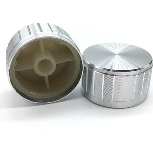 2pcs/lot Silver Aluminum alloy Potentiometer/Encoder Knobs Switch Caps 30x17MM Plum Shaft