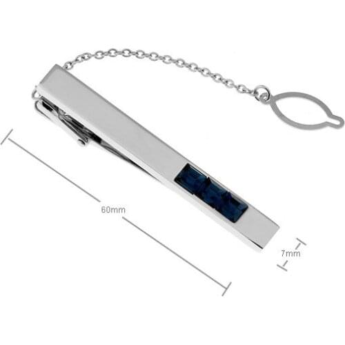 Promotion! Men Cufflinks wholesale&retail top copper Blue Colour Crystal Design Tie Clips Free Shipping