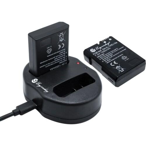 Rechargeable Battery x 2pcs and 1pcs Dual Charger EN-EL14 EN EL14 EL14A for Nikon d3100 d3200 d3400