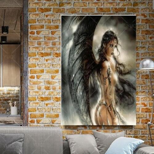 Angel wings naked woman Cafe Sofa Wall Decor Room Living Art Home Decor Quality Canvas Painting Poster