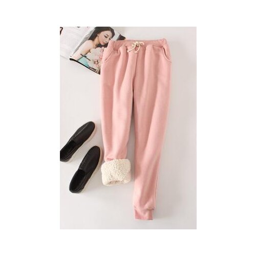 2021 New Autumn Winter Long Trousers Warm Thick Velvet Harem Pants Female Elastic Waist Sweatpants Fleece Cotton Casual Pant