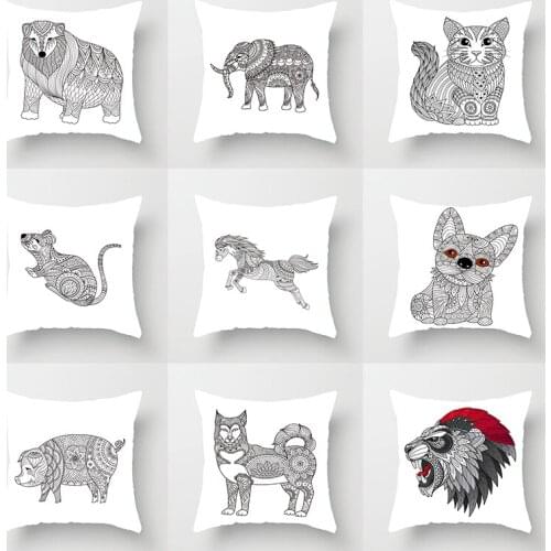 Animals Wolf owl lion zebra deer cushion covers, bedroom sofa decorative pillows 45x45cm high-quality linen office accessories