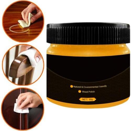 80g Wood Seasoning Beeswax Household Polishing Furniture Care Wooden Floor Cleaning Polished Chairs Cabinets Wear-Resistant Wax