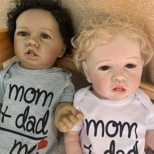 Baby dolls 22 inch 56cm reborn full silicone vinyl newborn poupee boneca girl boy toddler dolls gift black/white skin