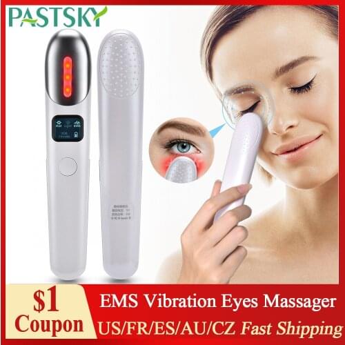 EMS Eye Massager Hot Compress Vibrate Wrinkle Dark Circle Remover Pen Anti Aging Puffiness Rejuvenating Eye Care Beauty Device