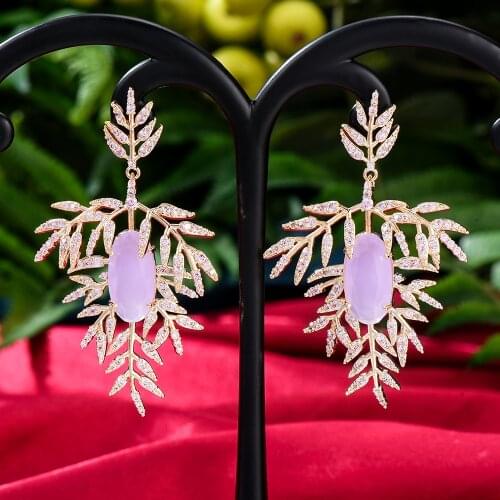 GODKI Luxury Snow leaf Earrings For Women Wedding Cubic Zirconia Dubai Bridal Earrings Costume Jewelry Gift Summer Party