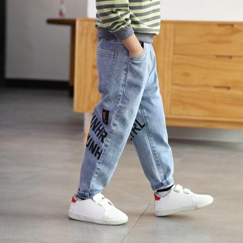 IENENS 4-13 Years Boys Jean Clothes Slim Straight Jeans Bottoms Kids Denim Clothing Long Pants Kids Baby Boy Casual Trousers