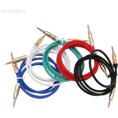 300pcs Aux Cable 3.5mm Jack Audio Male to Male Bullet head Car Audio Braided Stereo Cord For JBL Headphones Xiaomi Redmi Speaker