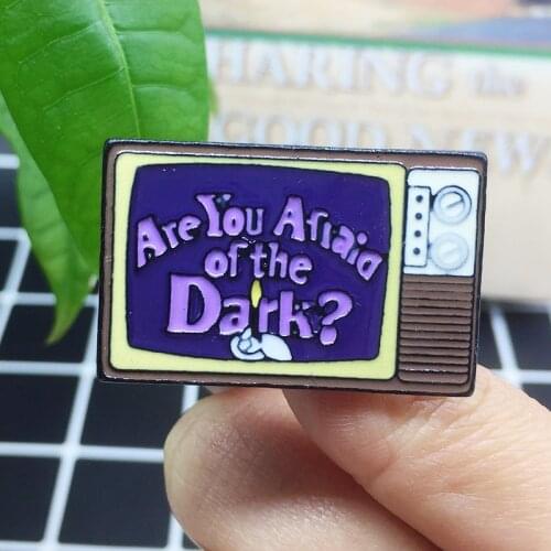 Retro TV Metal Enamel Brooch Are You Afraid of Darkn Classic Badge Pin Unique Trendy Costume Backpack Jewelry Gift Souvenir