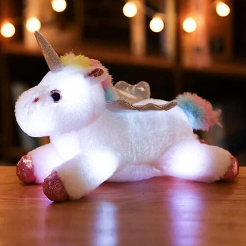 38cm Colorful Luminous Unicorn Plush Toy Lovely Animal Unicorn Soft Stuffed Doll Baby Appease Toys Kids Birthday Gift