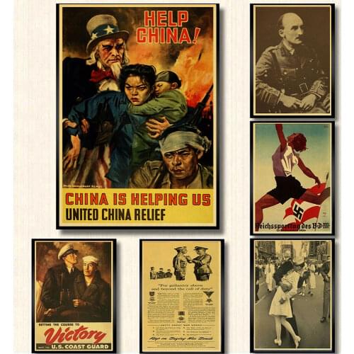 Classic World War II Vintage Retro Kraft Paper Poster "We can do it" Decorative Painting Wall stickers Home Decor