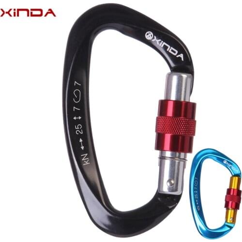 Wholesale 15 Pcs XINDA 25KN Professional Safety Master D Buckle Climbing Lock Carabiner Rock Climbing Buckle Equipment
