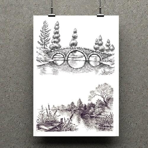 AZSG Bridge / Scenery Clear Stamps For Scrapbooking DIY Clip Art /Card Making Decoration Stamps Crafts