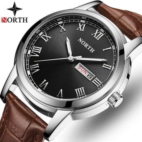 NORTH Luxury Brand Men Watches Fashion Casual Watch Men Sport Leather Stap Watches Waterproof Business Quartz Watches Male Clock