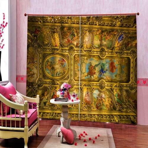 Europe curtains Luxury Blackout 3D Window Curtains For Living Room angel curtain