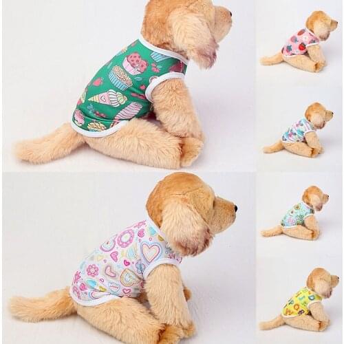 Cartoon Printing Dog Shirt Summer Small Dog Clothes Pet Cat Clothes Cute Puppy Ice Cream Strawberry Animal Alphabet Print Vest
