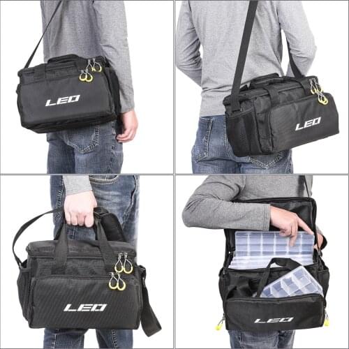 LEO Fishing Bags 28048 Thickened Square Lure Bag Black Fishing Accessories Bag Nylon Without PVC Boxes Pesca 32cm*23cm*20cm
