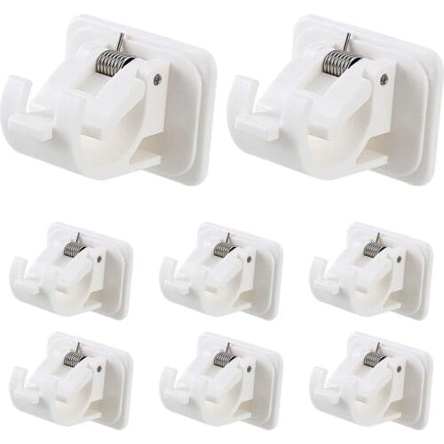 4Pcs Self-adhesive Shower Curtain Clip Fixing Rod Holder Curtain Pole Wall Brackets Towel Rod for Kitchen Garden Storage