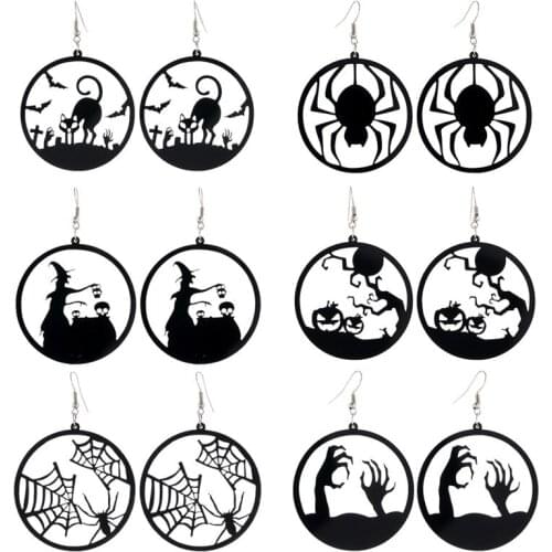 Anime earrings Gifts for women evil eye Halloween spiderpumpkin Witch Black cat black lives matter 2020 Christmas Hoop earrings