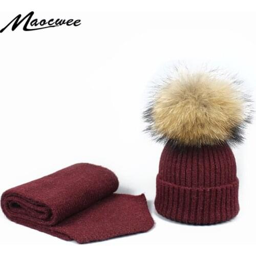 Beanie Cap Winter PomPon Knitted Children Cap Adult Scarf Hat Set Hat Women Men Acrylic Unisex Solid Color Keep Warm Elastic