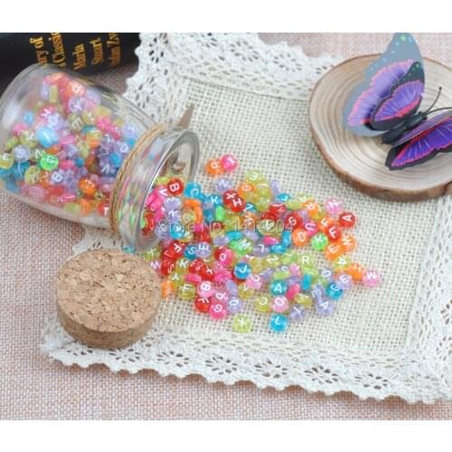 Mixed Blend Color Alphabet/Letters Flat Round spacer Beads Charms Jewelry Craft 7x3mm 200Pcs YKL0145X