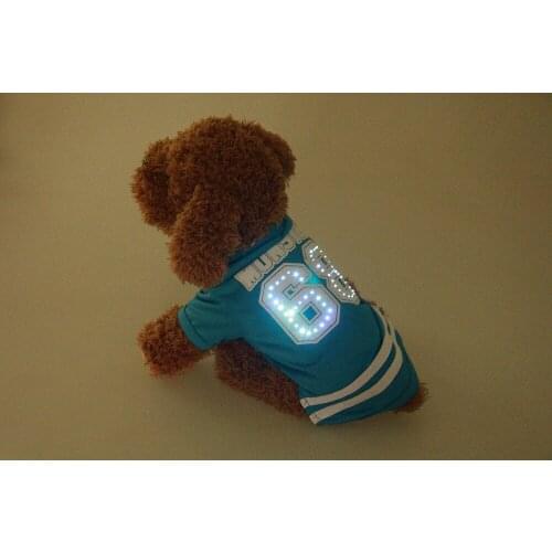 LED flash Mesh cloth Dog Shirts Colorful light breathable sport T-shirt for Small dogs