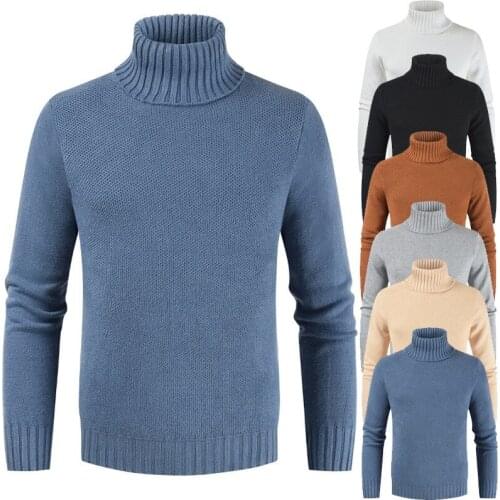 Korean Style Mens Turtleneck Sweaters Cotton Solid Color For Winter Clothes Slim Fit Mens Black Sweater Casual Vintage Pullover