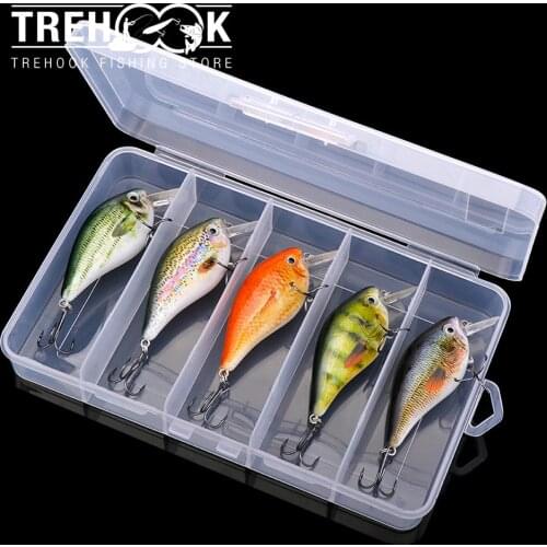 TREHOOK 5pcs 6cm 12g Crankbaits Fishing Lure Set Floating Pike Wobblers Artificial Bait Kit Fishing Tackle Set of Rattling Baits