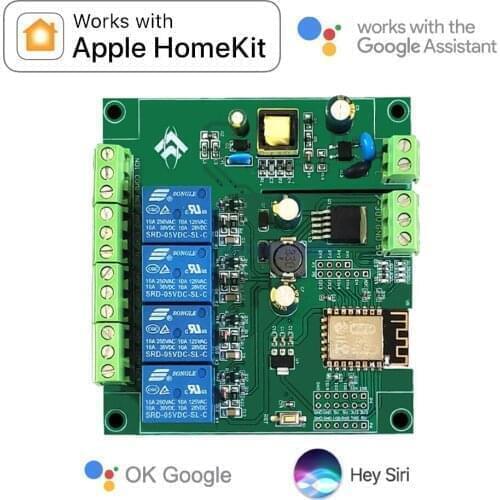 Smart Home WiFi Switch 4 Relay For Apple HomeKit Siri Google Assistant Voice Control Automation Iot Socket Schedule Module Life