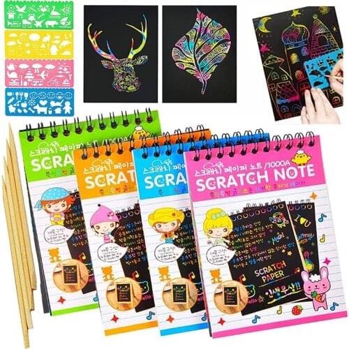 Magic Colorful Drawing Paper Card Rainbow Scratch Art Book Scraping Painting Children Education Learning Doodle Scratch Toys